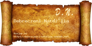 Debreczeni Natália névjegykártya